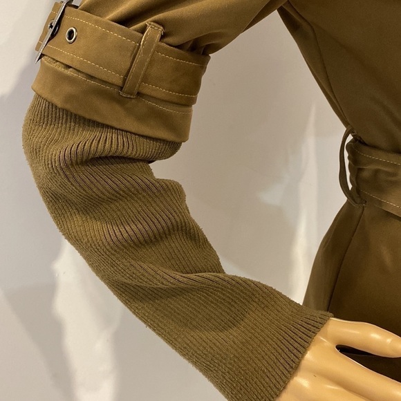 MAXMARA belted Trench coat knit sleeves Size M - Picture 6 of 12